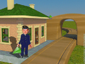 Gif animé chef de gare drapeau